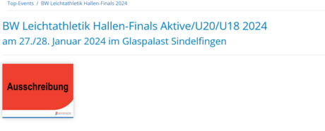 Eventseite zu BW Leichtathletik Hallen-Finals ist online